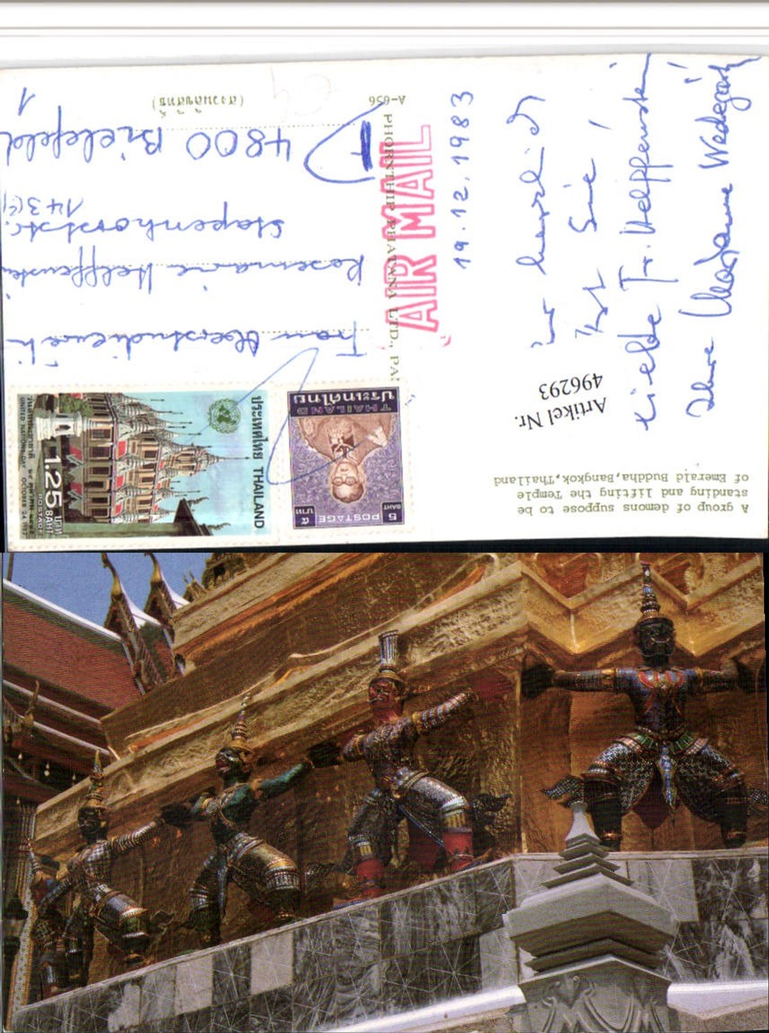 496293,Thailand Bangkok Temple Emerald Budha Group of Demons Detail