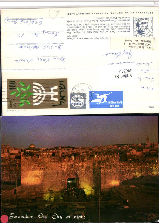 496349,Israel Jerusalem Old City at night Teilansicht