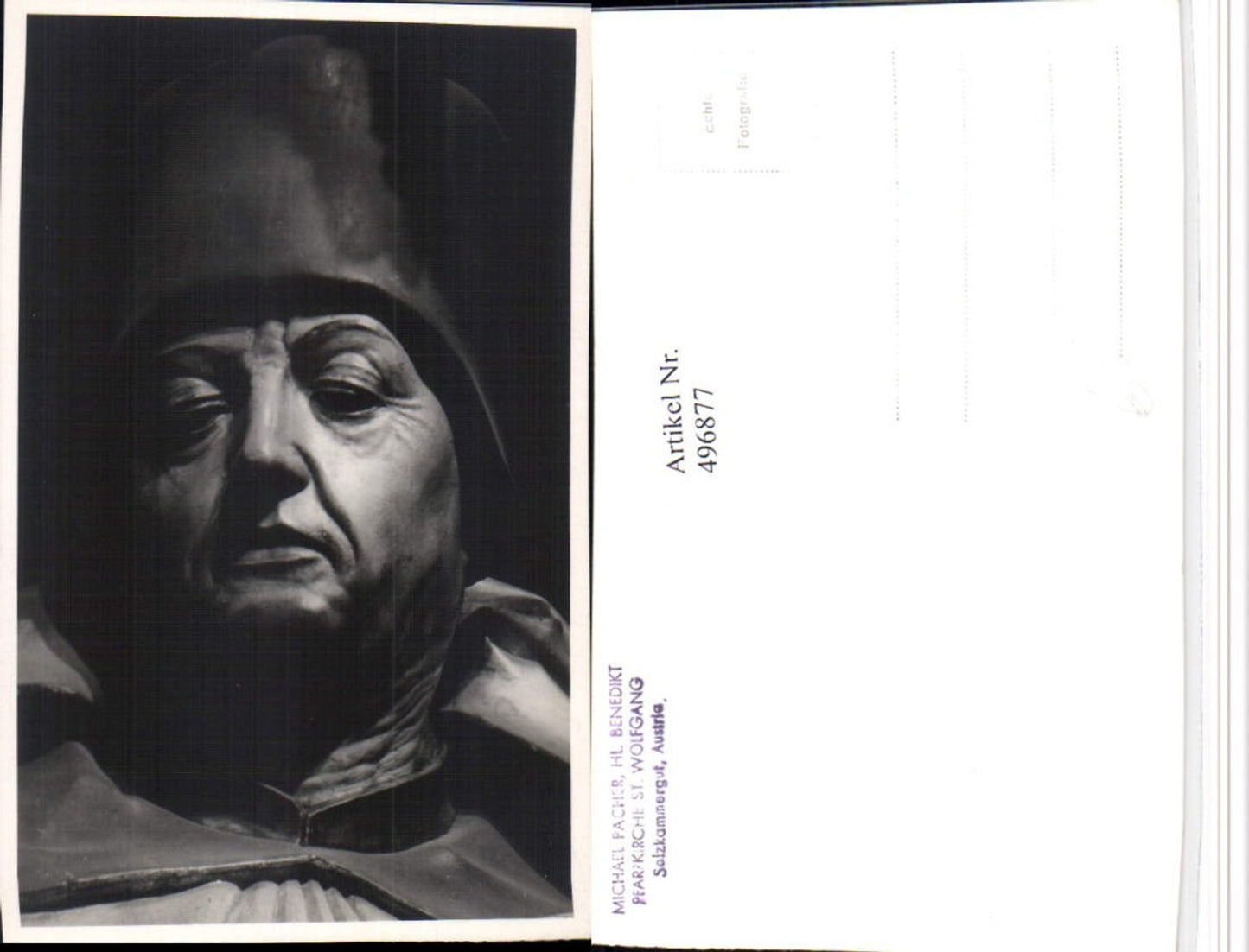 496877,Foto AK St. Wolfgang Kirche Heiliger Benedikt Kopf Detail