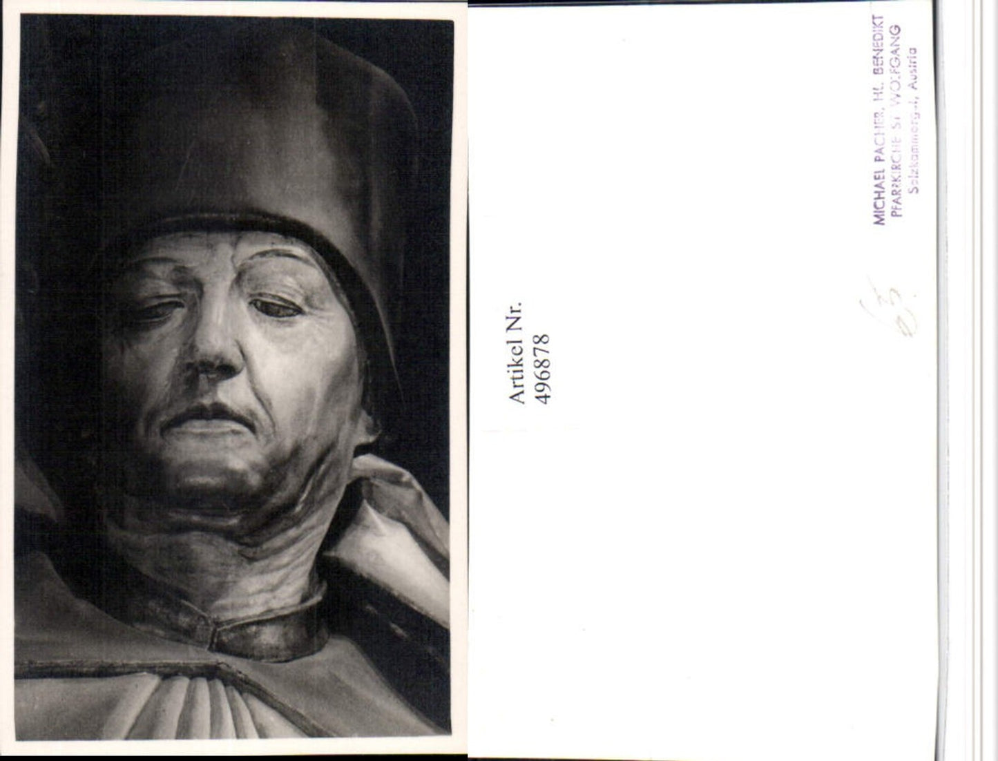 496878,Foto AK St. Wolfgang Kirche Heiliger Benedikt Kopf Detail