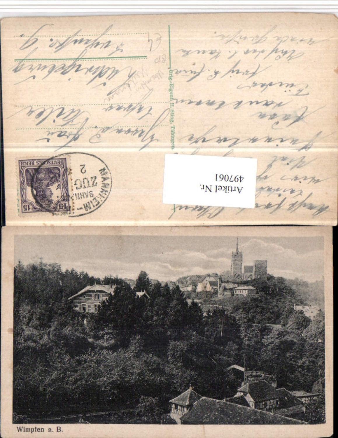 497061,Wimpfen am Berg Teilansicht Bahnpost Mannheim – Heilbronn