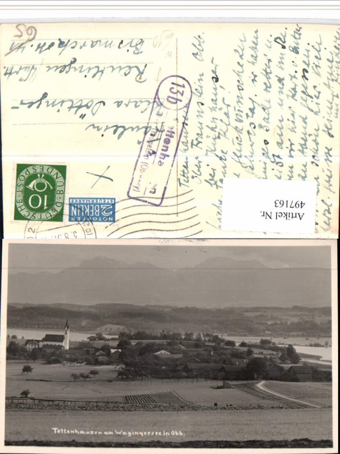 497163,Tettenhausen am Wagingersee b. Waging Totale Posthilfsstempel