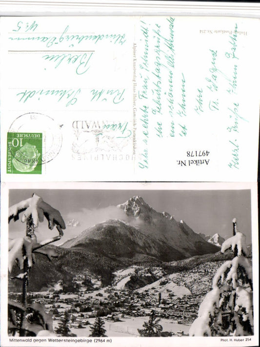 497178,Mittenwald Totale m Wetterstein Bergkulisse Winterbild pub Huber 254