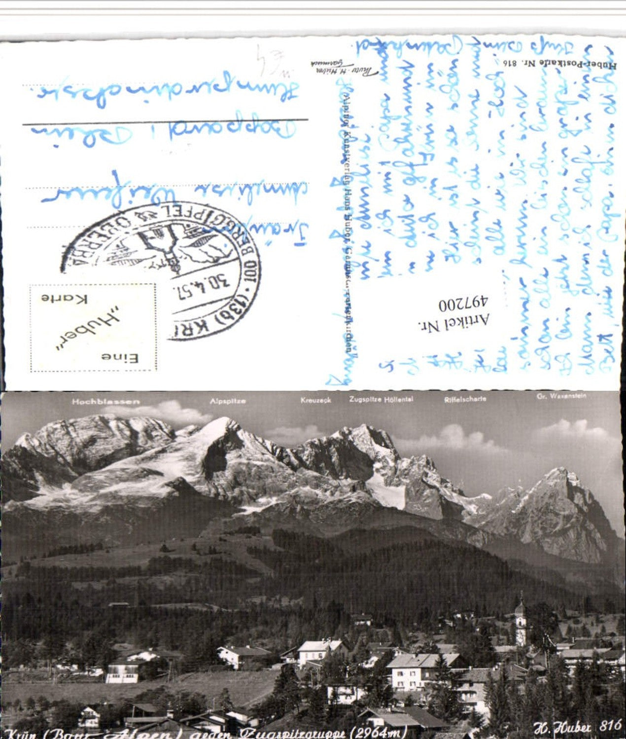 497200,Krün Totale geg. Zugspitzgruppe Bergkulisse pub Huber 816