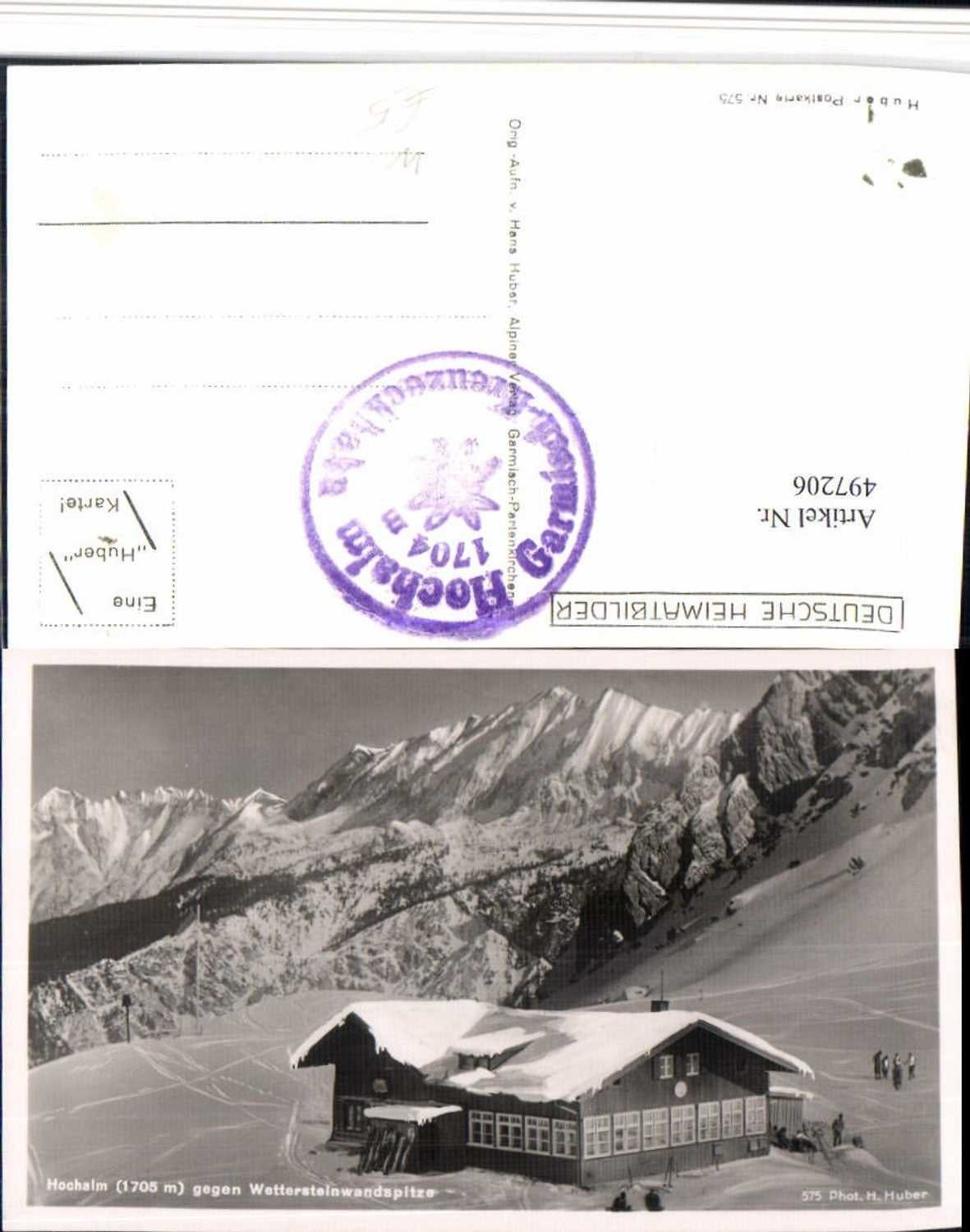 497206,Hochalm b. Grainau Almhütte geg. Wetterstein Bergkulisse Winterbild