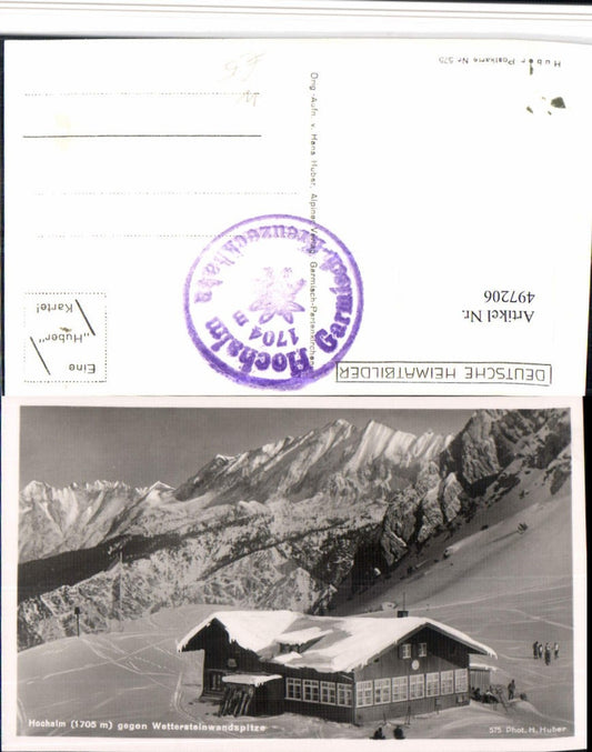 497206,Hochalm b. Grainau Almhütte geg. Wetterstein Bergkulisse Winterbild