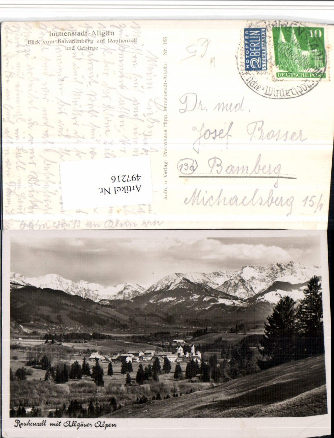 497216,Rauhenzell b. Immenstadt Totale m. Allgäuer Alpen Bergkulisse