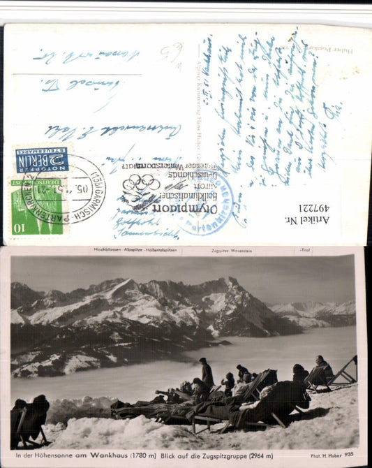 497221,Höhensonne am Wankhaus b. Garmisch geg. Zugspitze pub Huber 935