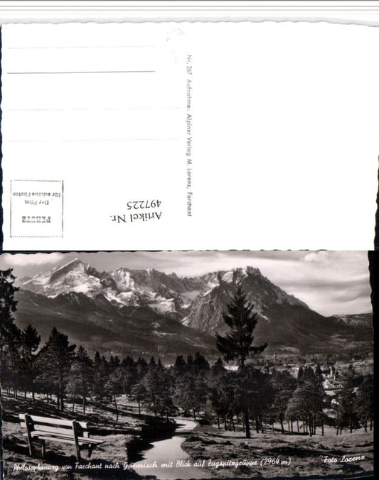 497225,Wegpartie von Farchant nach Garmisch m. Zugspitze Bergkulisse