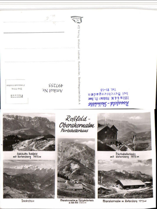 497255,Rossfeld Oberahornalm Purtschellerhaus b. Berchtesgaden Mehrbildkarte
