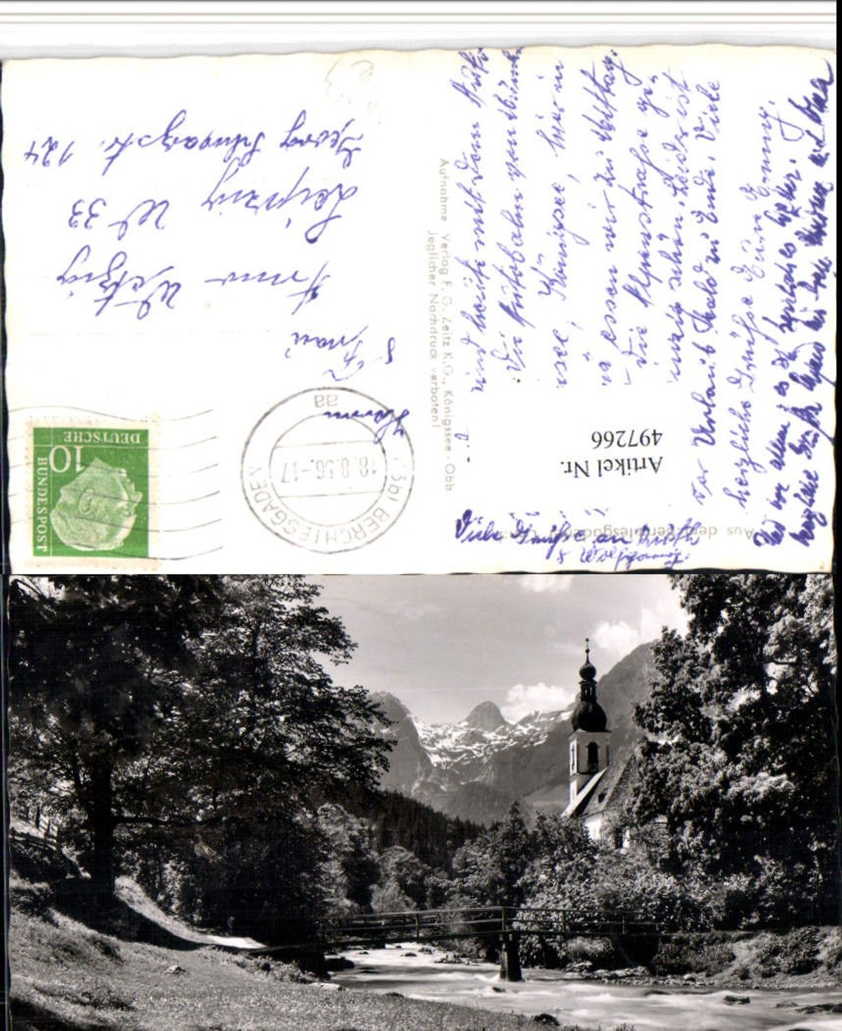 497266,Ramsau b. Berchtesgaden Kirche m. Reiteralpe Bergkulisse
