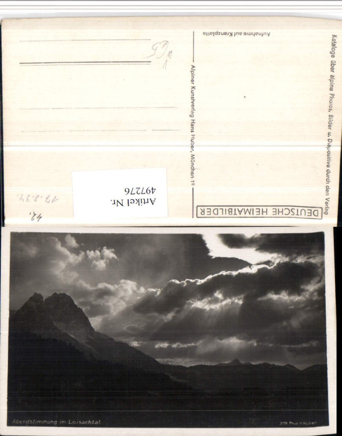 497276,Abendstimmung im Loisachtal b. Grainau Bergkulisse pub Huber 319