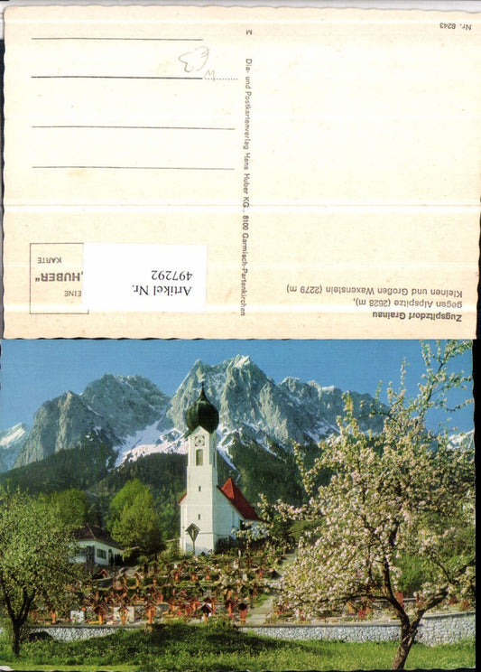 497292,Grainau Kirche geg. Alpspitze Bergkulisse