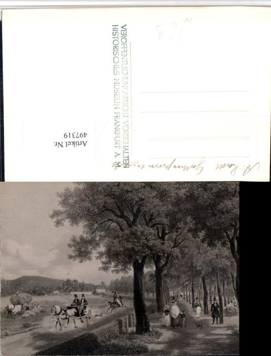 497319,Künstler AK A. Radl Frankfurt Allee Kutsche pub Hist. Museum