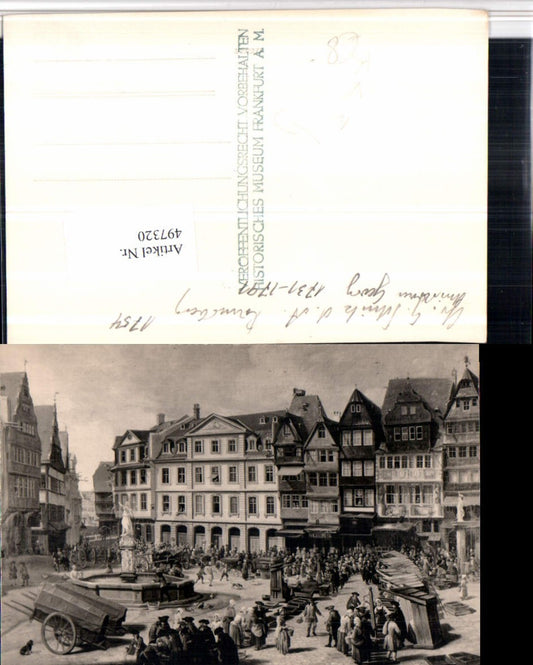497320,Künstler AK Ch. G. Schütz Frankfurt Platz Brunnen pub Hist. Museum