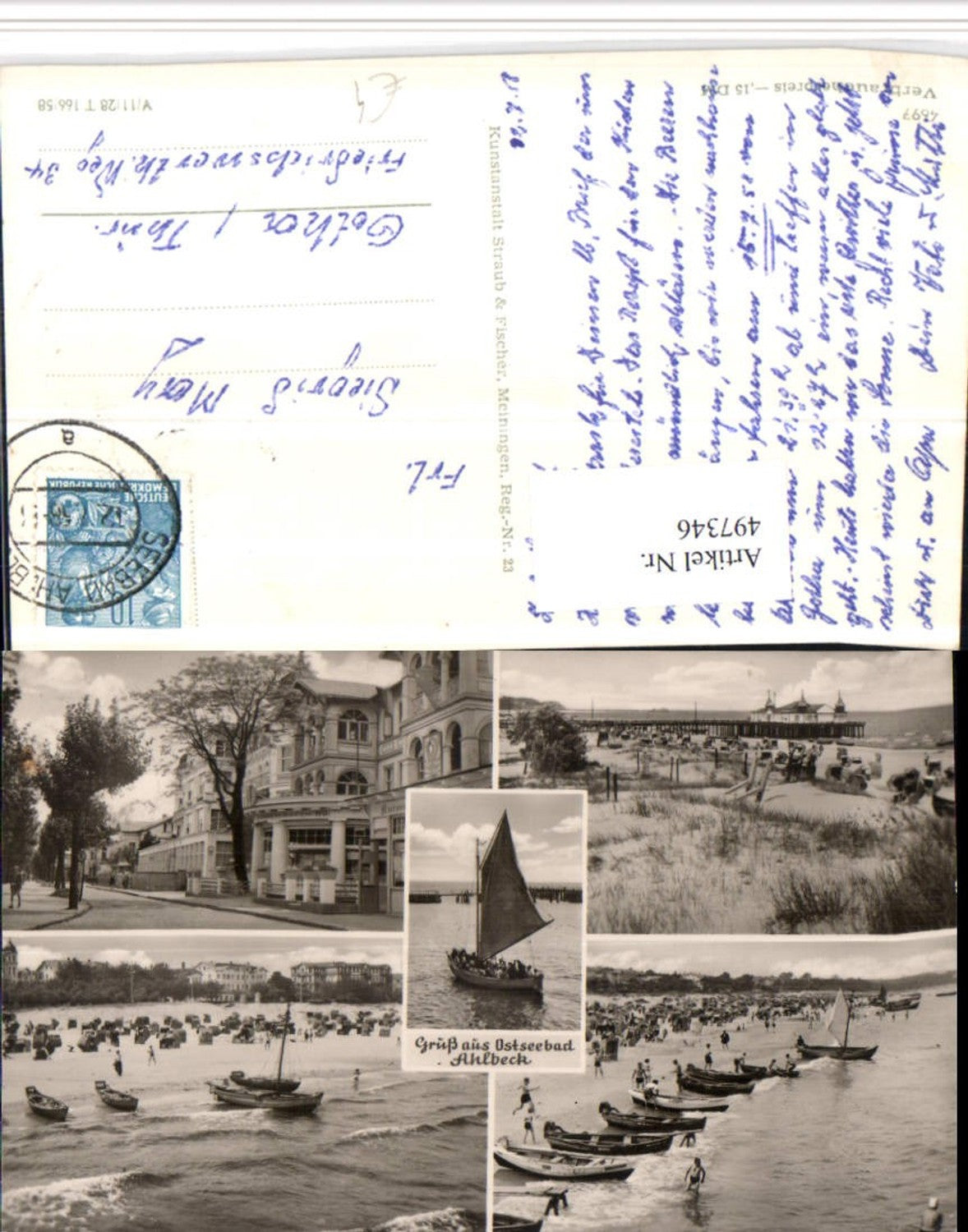 497346,Ostseebad Ahlbeck Strandleben Strand Boot Mehrbildkarte