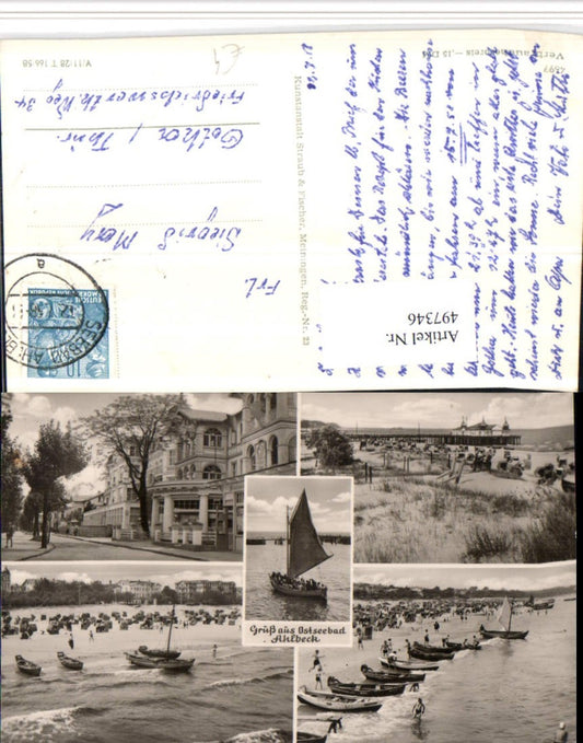 497346,Ostseebad Ahlbeck Strandleben Strand Boot Mehrbildkarte