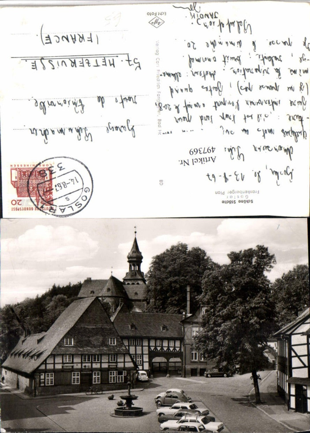 497369,Goslar Platz Brunnen VW-Käfer