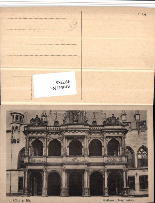 497386,Cöln Köln am Rhein Rathaus Hauptportal Arkaden