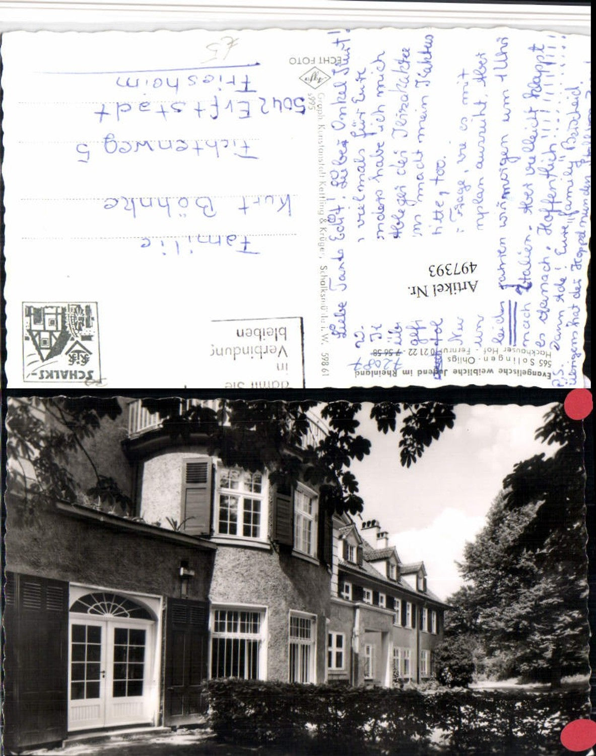 497393,Solingen Ohligs Evangelische weibliche Jugend Gebäude