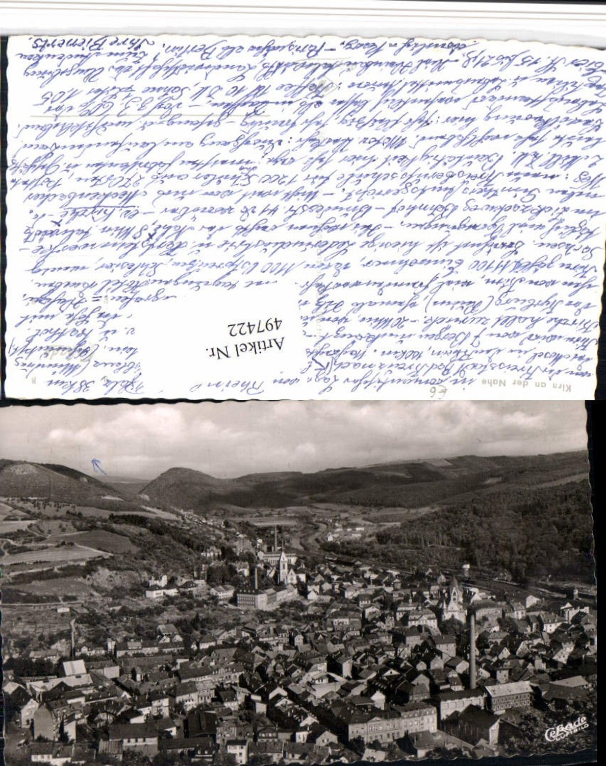 497422,Kirn an der Nahe Totale Fliegeraufnahme