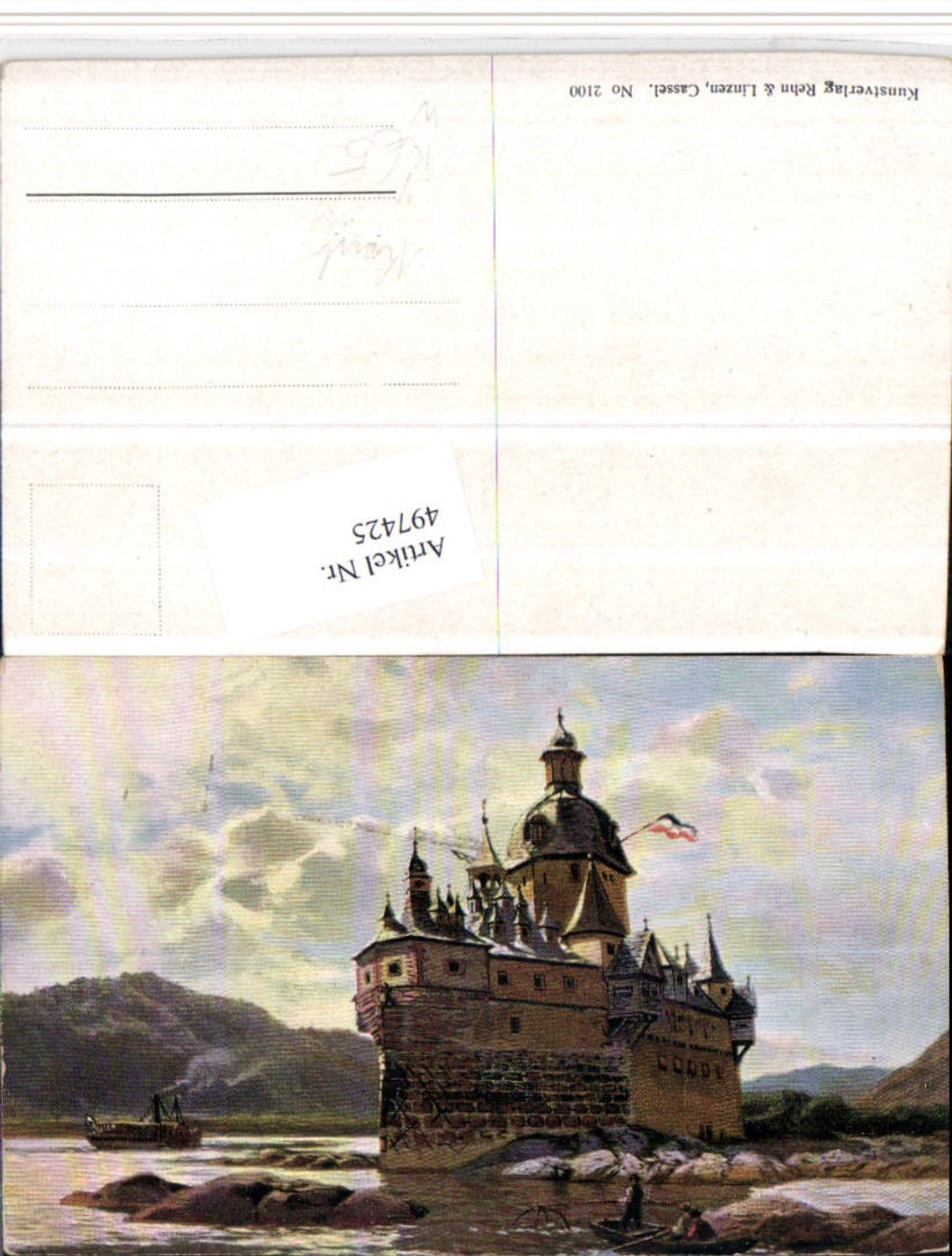 497425,Künstler AK Burg Pfalzgrafenstein b. Kaub pub Rehn & Linzen 2100