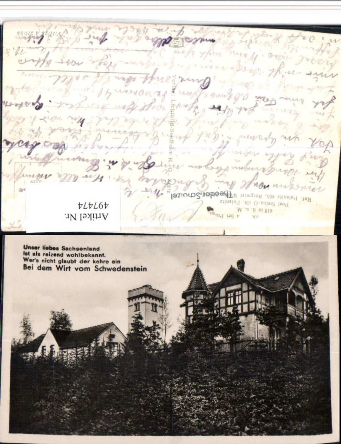 497474,Schwedenstein b. Steina Pulsnitz Gasthof Turm