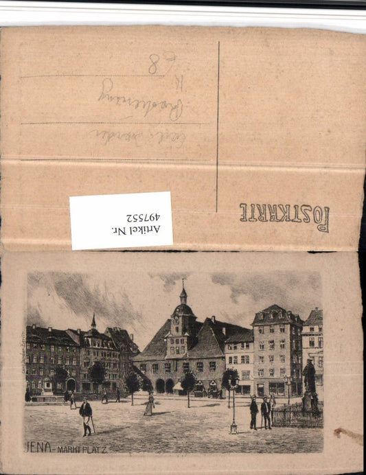 497552, Artist AK Etching Carl Jander Jena Market Square Town Hall
