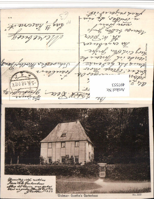 497553,Weimar Goethes Gartenhaus pub Stengel & Co Feldpost