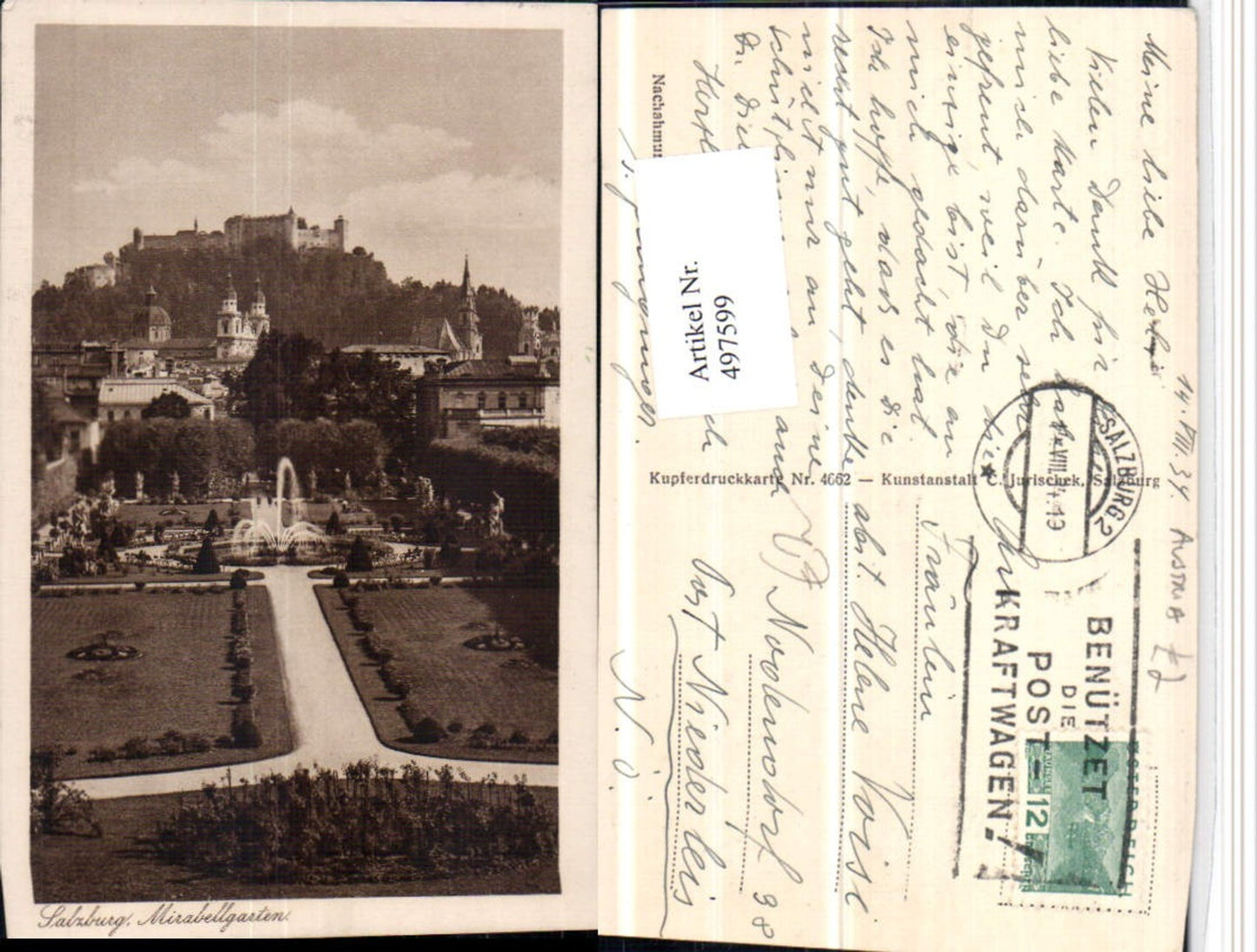 497599,Salzburg Teilansicht Mirabellgarten m. Festung