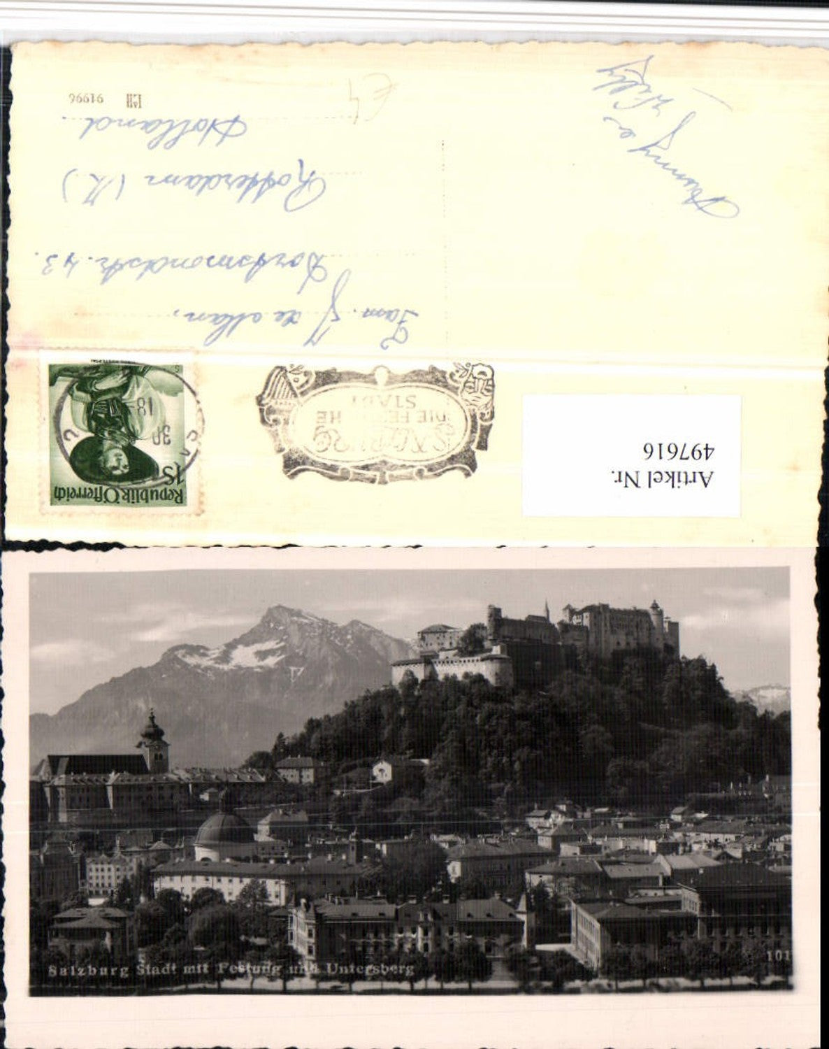497616,Salzburg Teilansicht m. Festung geg. Untersberg Bergkulisse