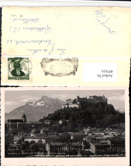 497616,Salzburg Teilansicht m. Festung geg. Untersberg Bergkulisse