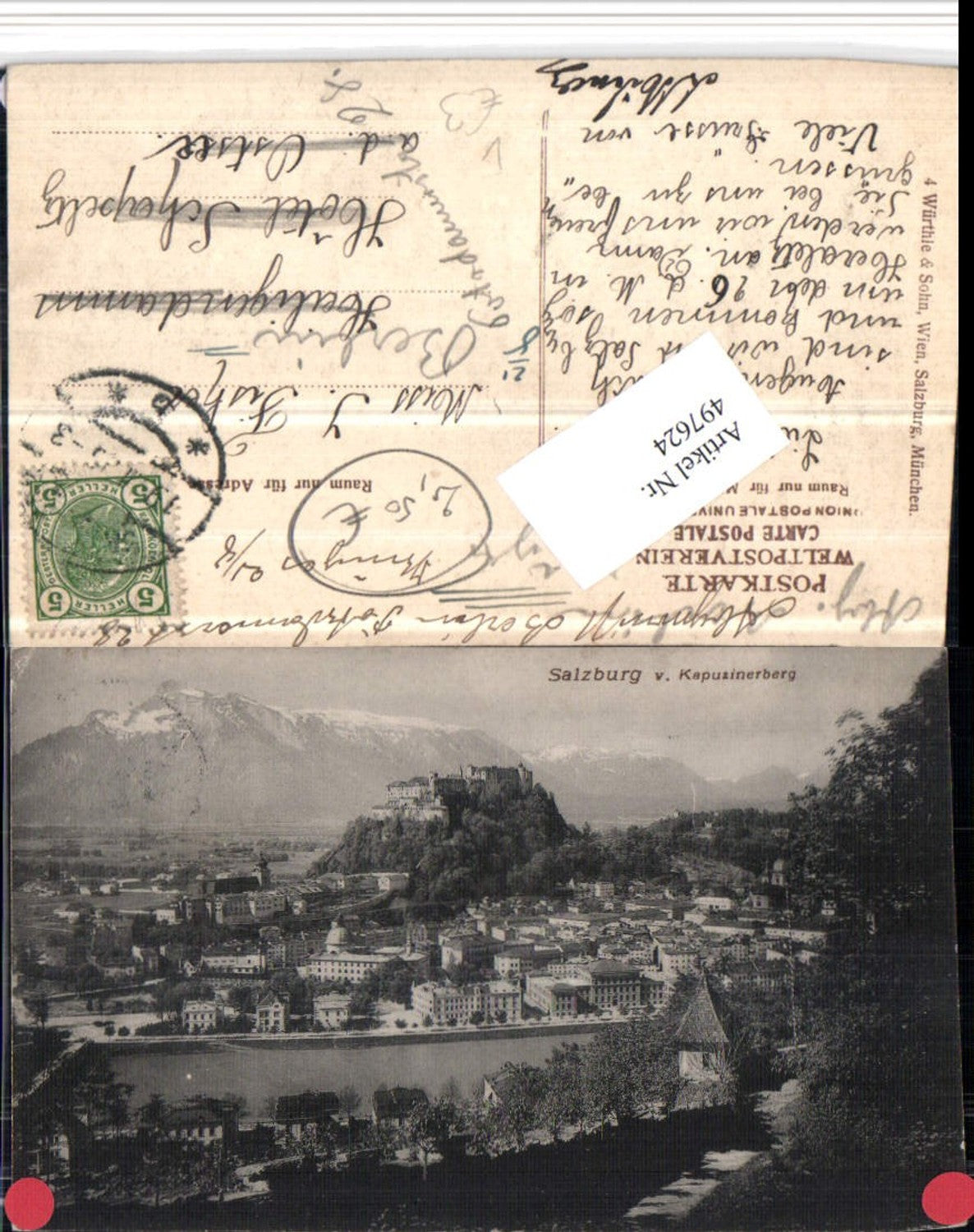 497624,Salzburg Totale vom Kapuzinerberg pub Würthle & Sohn
