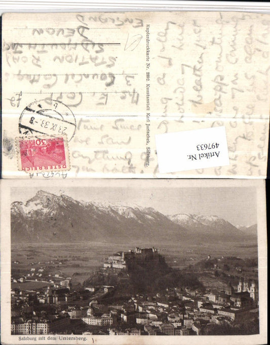 497633,Salzburg Totale m. Festung geg. Untersberg Bergkulisse