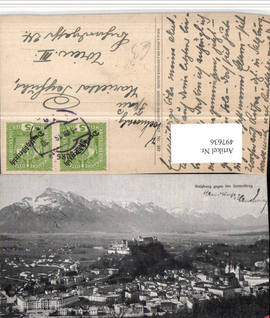 497636,Salzburg Totale m. Festung geg. Untersberg Bergkulisse