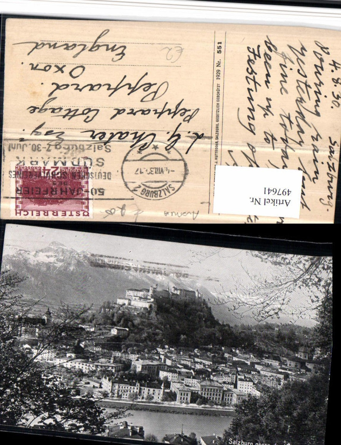 497641,Salzburg Totale m. Festung geg. Untersberg Bergkulisse