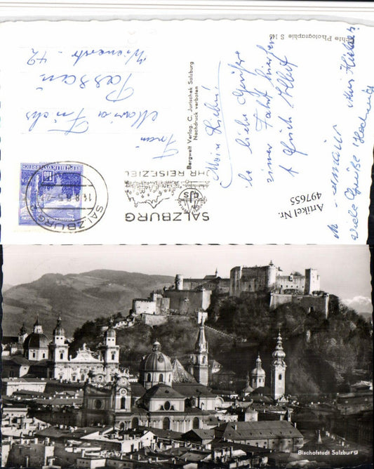 497655,Salzburg Teilansicht Kirchen m. Festung