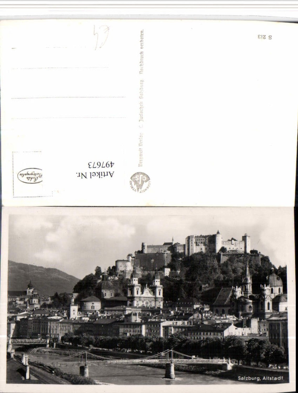 497673,Salzburg Teilansicht Altstadt Brücke m. Festung