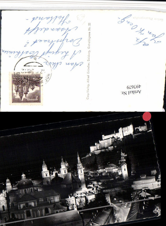 497679,Salzburg Teilansicht Kirchen m. Festung b. Nacht pub Cosy 42