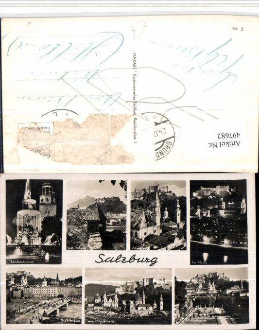 497682,Salzburg Teilansicht Festung Brücke Brunnen Mehrbildkarte
