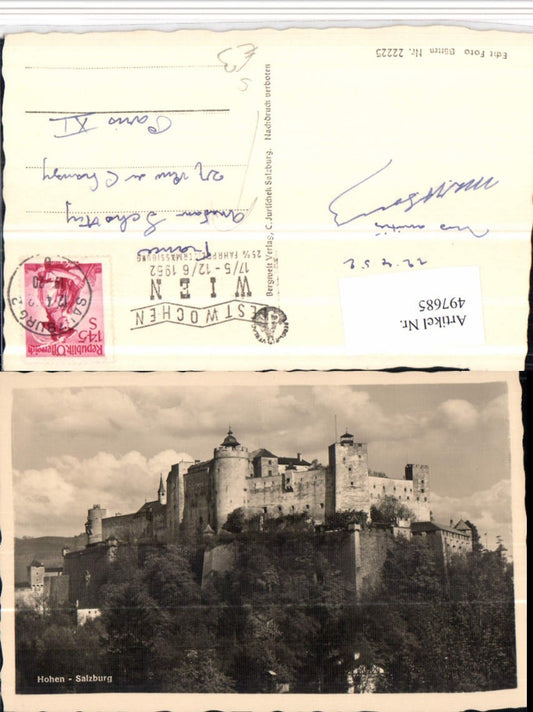 497685,Salzburg Festung Hohensalzburg Festwoche Wien 1952 Stempel