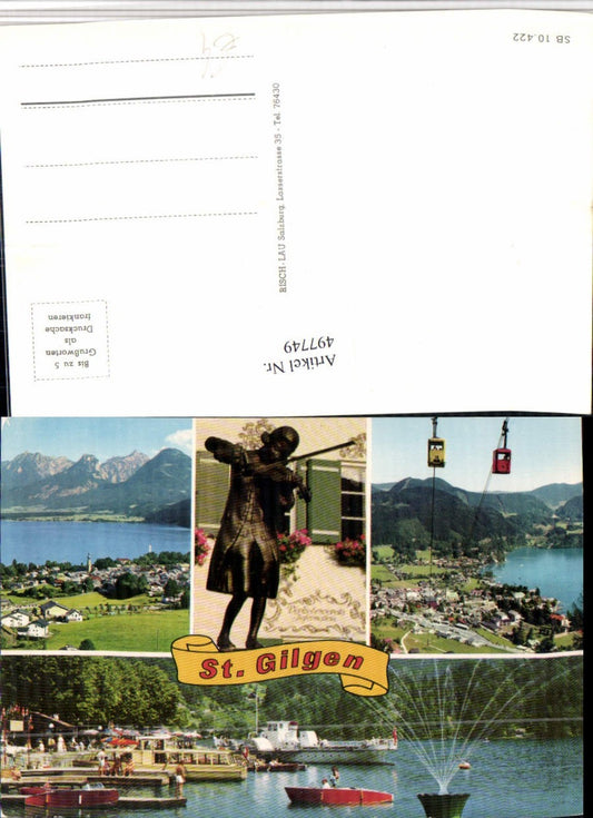 497749,St. Gilgen Totale Mozart-Statue Seilbahn Mehrbildkarte