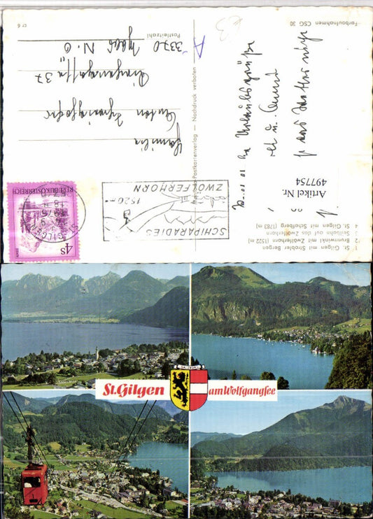 497754,St. Gilgen am Wolfgangsee Totale Seilbahn Mehrbildkarte