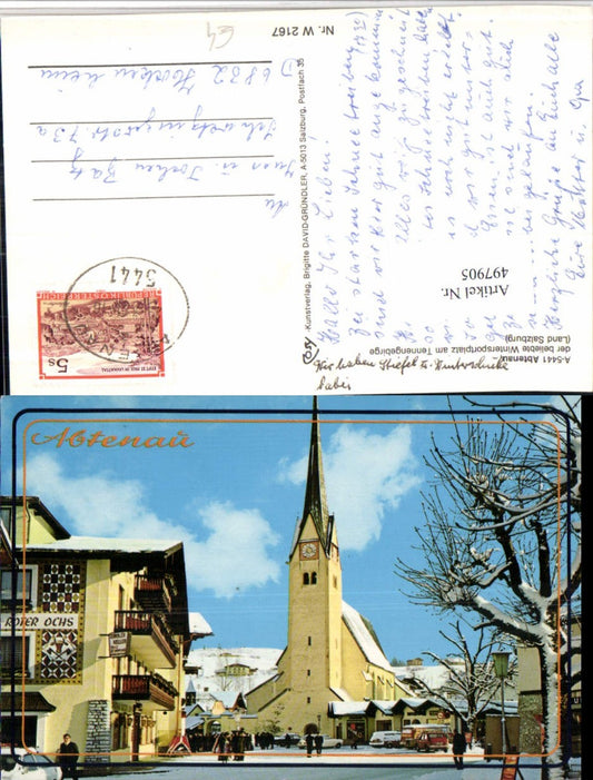 497905,Abtenau Kirche Straßenansicht Winterbild pub Cosy