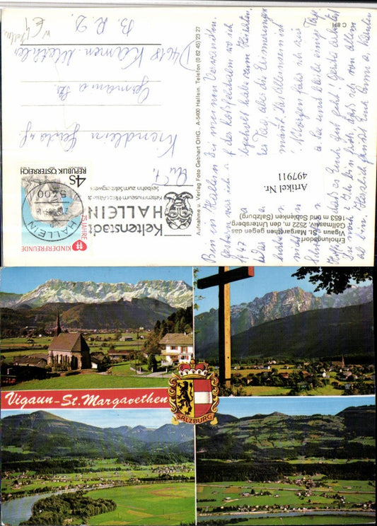 497911,Vigaun St. Margarethen Totale Kirche Kreuz Mehrbildkarte