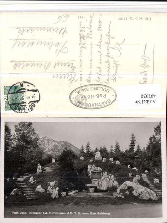 497930,Pass-Lueg Denkmal d. Gefallenen vom Gau b. Golling