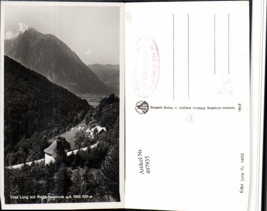 497935,Pass Lueg b. Golling m. Maria Brunneck geg. Göll Bergkulisse