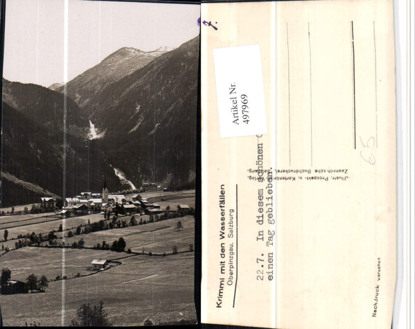 497969,Krimml Totale mit den Wasserfällen Bergkulisse