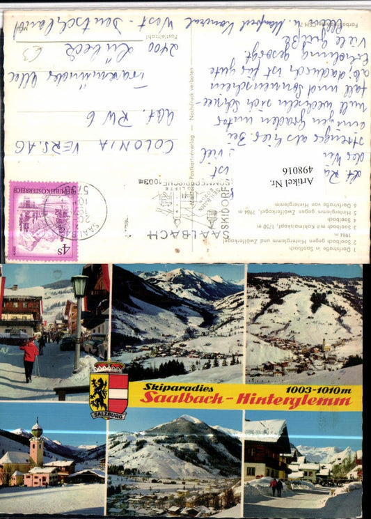 498016,Saalbach Hinterglemm Totale Kirche Mehrbildkarte