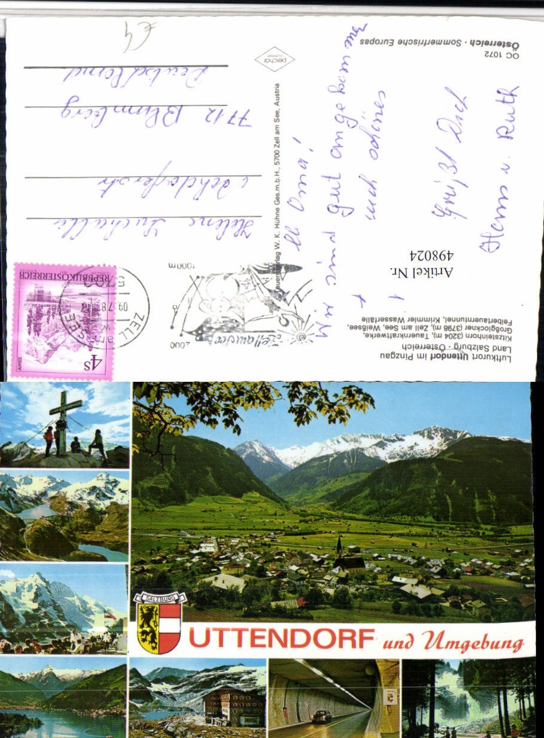 498024,Uttendorf Totale Gipfelkreuz Tunnel Mehrbildkarte